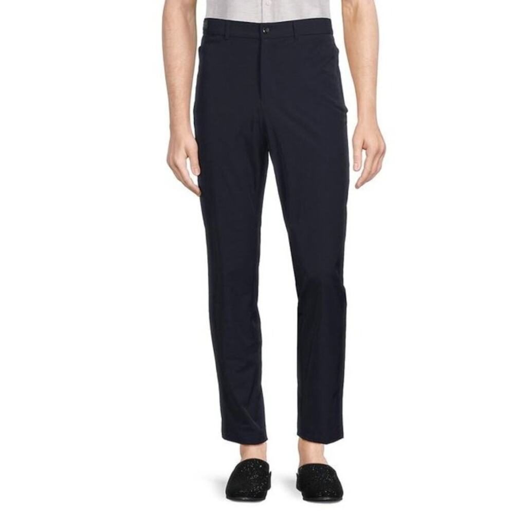 Ted Baker Pants Navy Blue Dress Flat Front Straight Leg Wool Blend Mens Size 36R